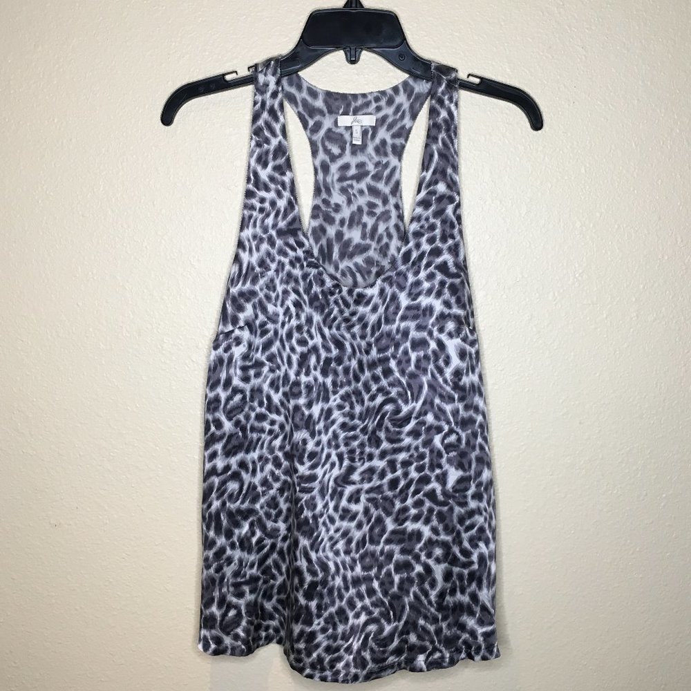 JOIE Grey Silk Leopard Print Racerback Tank